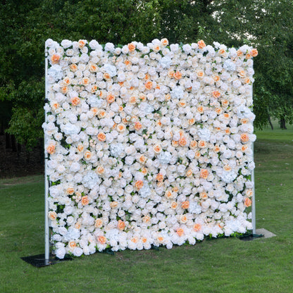 Opaline 3D Rose Flower Wall Fabric Artificial Zip Up Curtain Flower Wall For Wedding and Events Decoration