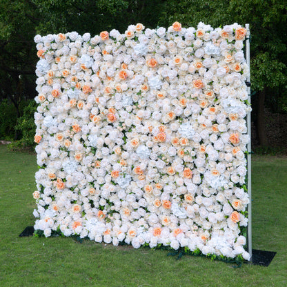 Opaline 3D Rose Flower Wall Fabric Artificial Zip Up Curtain Flower Wall For Wedding and Events Decoration