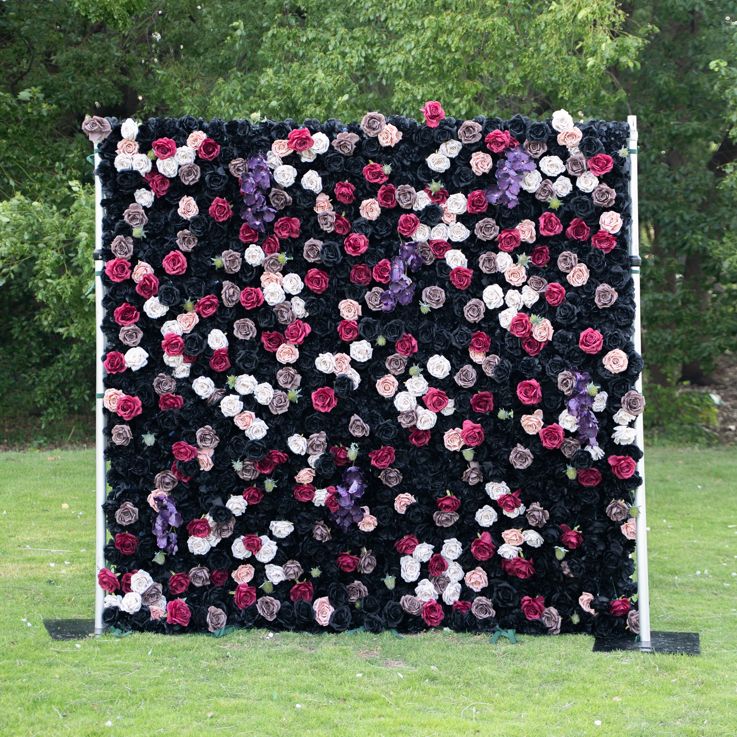 Reverie 3D Rose Flower Wall Fabric Artificial Zip Up Curtain Flower Wall For Wedding and Events Decoration