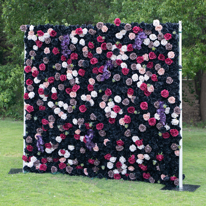 Reverie 3D Rose Flower Wall Fabric Artificial Zip Up Curtain Flower Wall For Wedding and Events Decoration