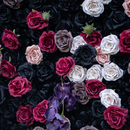Reverie 3D Rose Flower Wall Fabric Artificial Zip Up Curtain Flower Wall For Wedding and Events Decoration