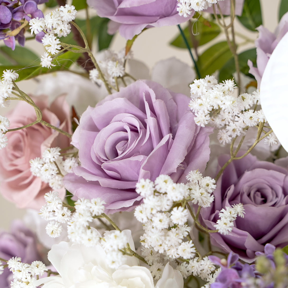 Lilac Purple &amp; White Artificial Flower Pillar Wedding Arch KT Board Decor Floral Arrangement