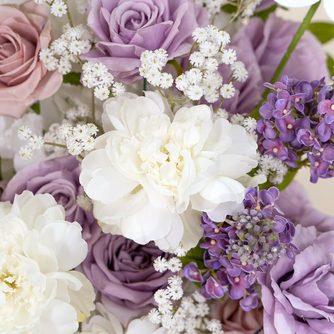 Lilac Purple &amp; White Artificial Flower Pillar Wedding Arch KT Board Decor Floral Arrangement
