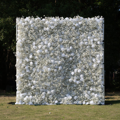 Shimmer 3D Floral Wall – White Roses &amp; Baby’s Breath, Perfect for Proposals &amp; Weddings