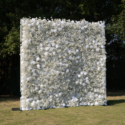 Shimmer 3D Floral Wall – White Roses &amp; Baby’s Breath, Perfect for Proposals &amp; Weddings