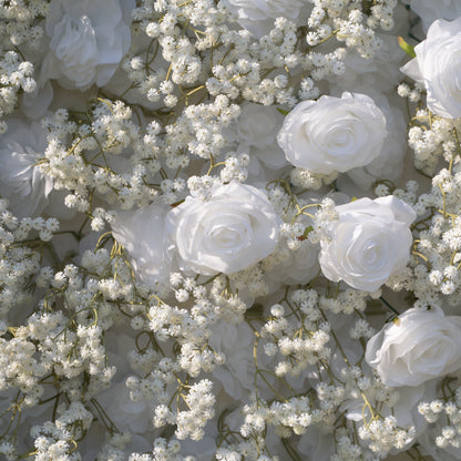 Shimmer 3D Floral Wall – White Roses &amp; Baby’s Breath, Perfect for Proposals &amp; Weddings