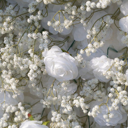 Shimmer 3D Floral Wall – White Roses &amp; Baby’s Breath, Perfect for Proposals &amp; Weddings