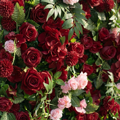 Daisy 3D Red Rose &amp; Greenery Flower Wall Fabric Artificial Zip Up Curtain Flower Wall For Wedding and Events Decoration