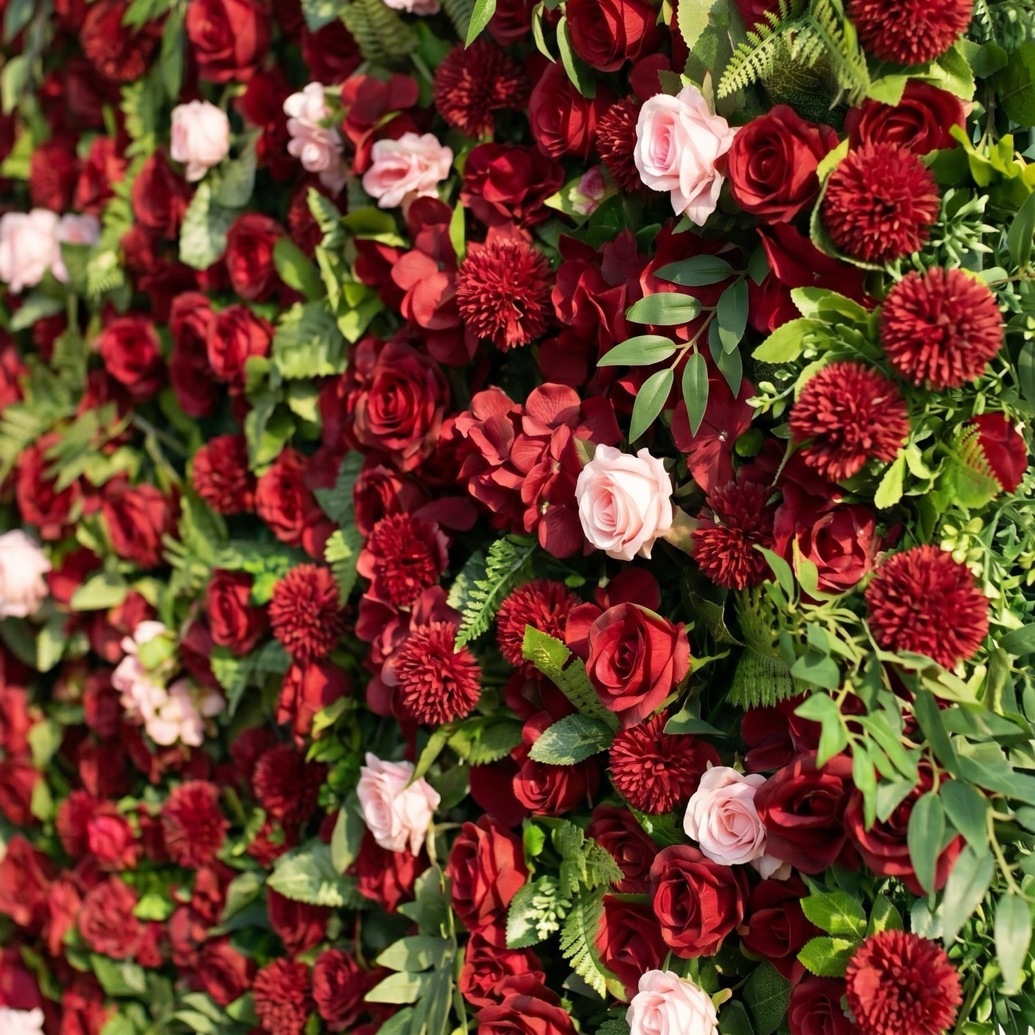 Daisy 3D Red Rose &amp; Greenery Flower Wall Fabric Artificial Zip Up Curtain Flower Wall For Wedding and Events Decoration