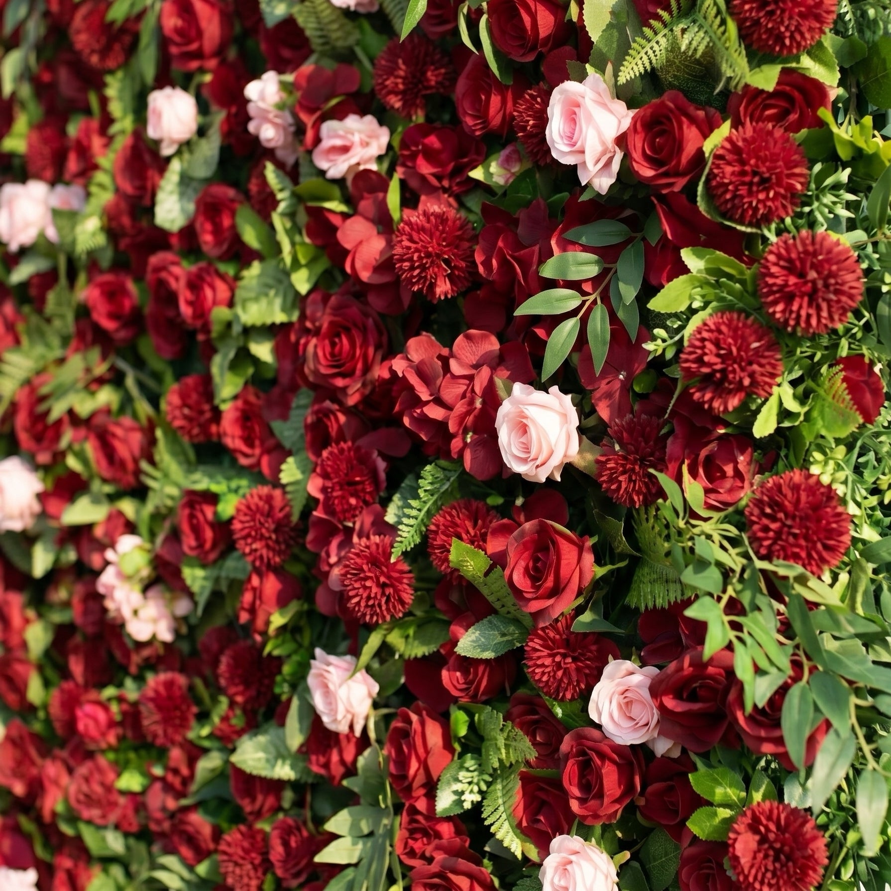 Daisy 3D Red Rose &amp; Greenery Flower Wall Fabric Artificial Zip Up Curtain Flower Wall For Wedding and Events Decoration