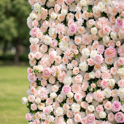 Dawn 3D Pink Flower Wall Fabric Artificial Zip Up Curtain Flower Wall For Wedding and Events Decoration