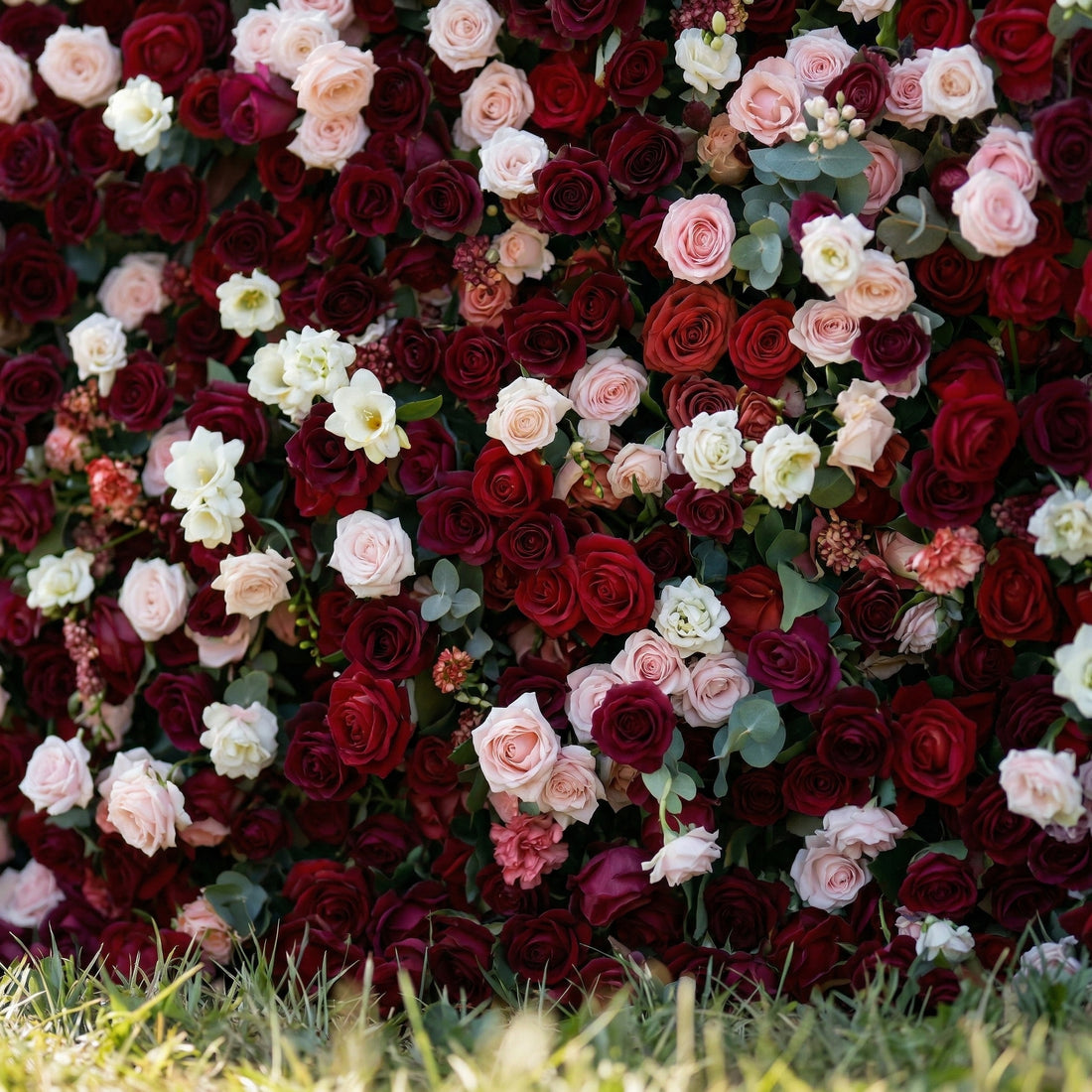 Delinine 4D Fabric Artificial Zip Up Curtain Red Rose Flower Wall For Wedding and Events Decoration