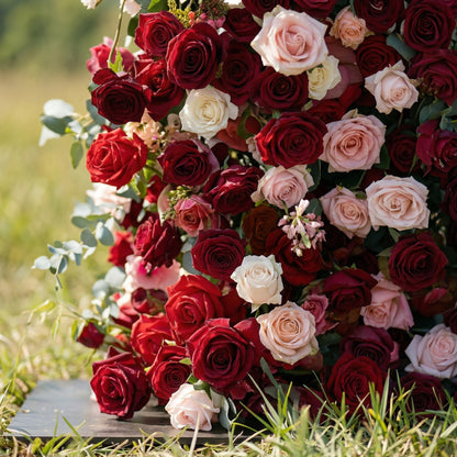 Delinine 4D Fabric Artificial Zip Up Curtain Red Rose Flower Wall For Wedding and Events Decoration