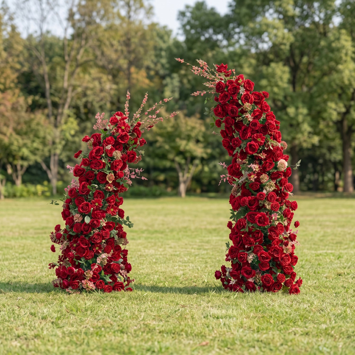 Delphinen Red Luxury Horn Shaped Flower Arch with Frame for Wedding Party Event Backdrop Decoration