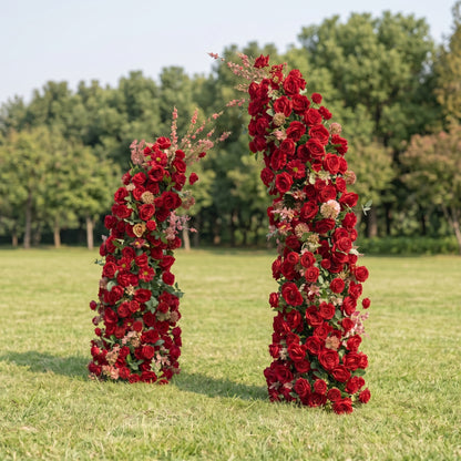 Delphinen Red Luxury Horn Shaped Flower Arch with Frame for Wedding Party Event Backdrop Decoration