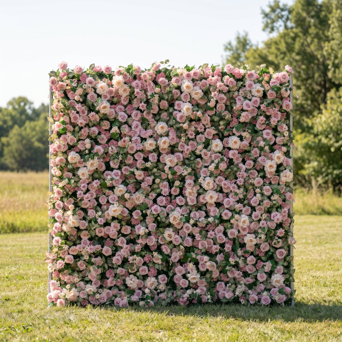 Dewy 3D Pink Flower Wall Fabric Artificial Zip Up Curtain Flower Wall For Wedding and Events Decoration