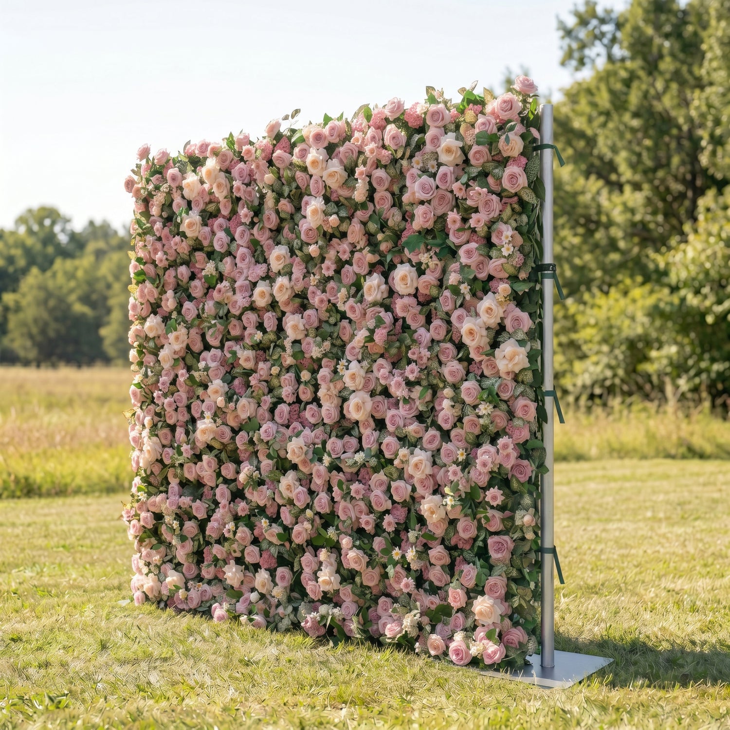 Dewy 3D Pink Flower Wall Fabric Artificial Zip Up Curtain Flower Wall For Wedding and Events Decoration