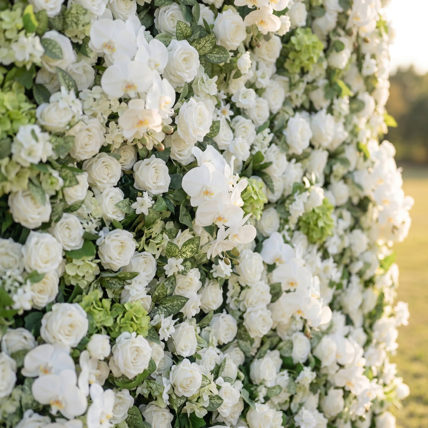 Dora 3D White Flower Wall Fabric Artificial Zip Up Curtain Flower Wall For Wedding and Events Decoration