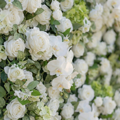 Dora 3D White Flower Wall Fabric Artificial Zip Up Curtain Flower Wall For Wedding and Events Decoration