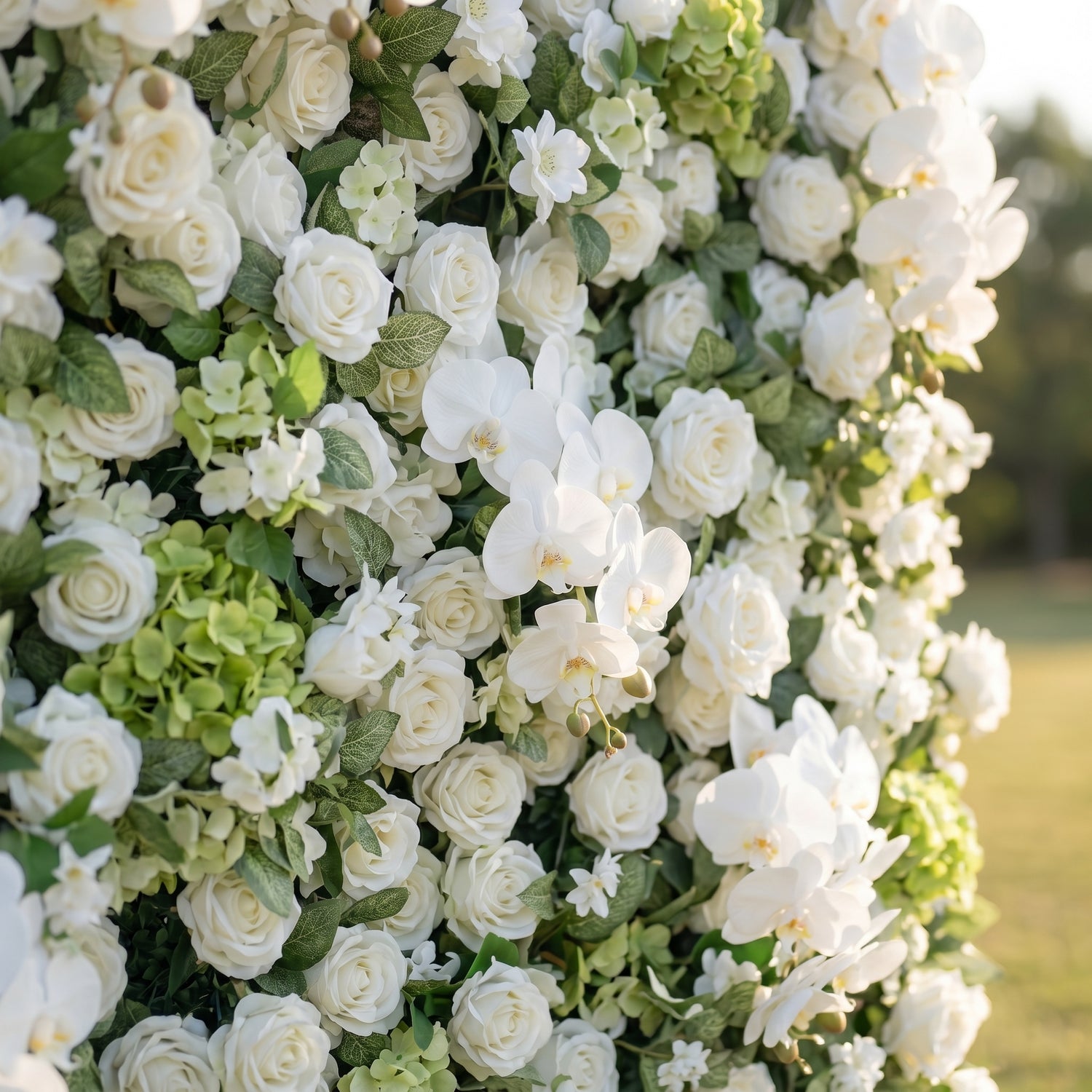 Dora 3D White Flower Wall Fabric Artificial Zip Up Curtain Flower Wall For Wedding and Events Decoration