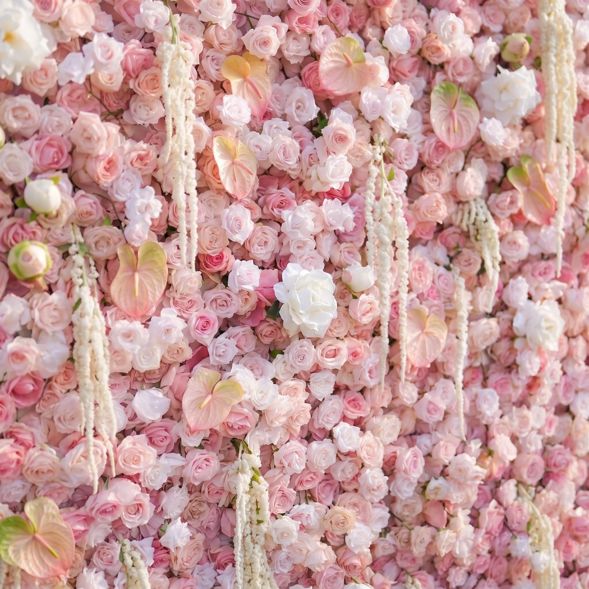 Eden 3D Pink Flower Wall &amp; Tassel Design Fabric Artificial Zip Up Curtain Flower Wall For Wedding and Events Decoration