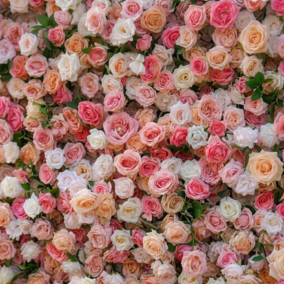Elinia 4D Pink &amp; White Rose Flower Wall Panel – Easy Install Faux Floral Backdrop for Birthday, Graduation &amp; Event Decor