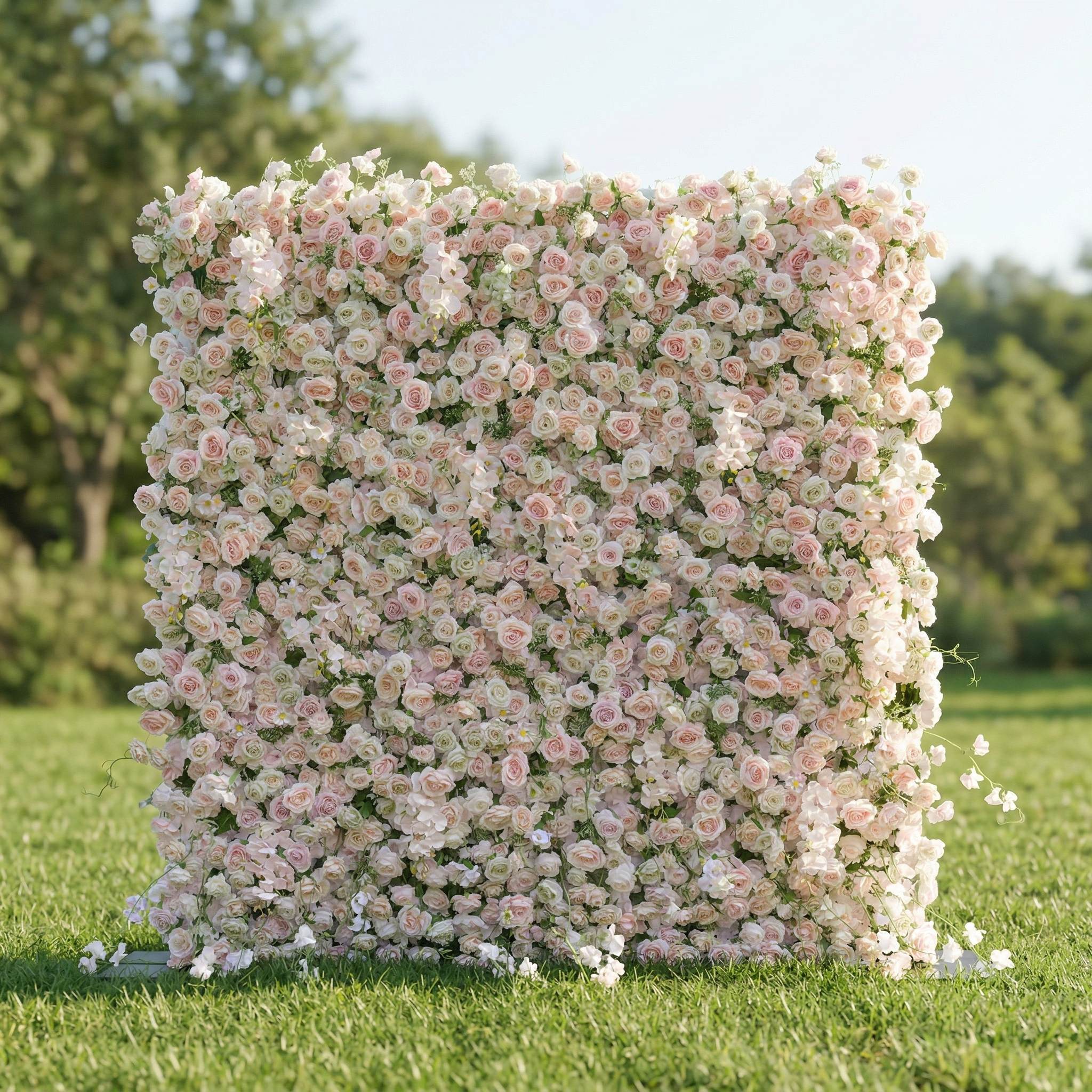 Elorelle 4D Light Pink Rose Flower Wall Panel – Easy Install Faux Floral Backdrop for Birthday, Graduation &amp; Event Decor