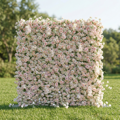 Elorelle 4D Light Pink Rose Flower Wall Panel – Easy Install Faux Floral Backdrop for Birthday, Graduation &amp; Event Decor