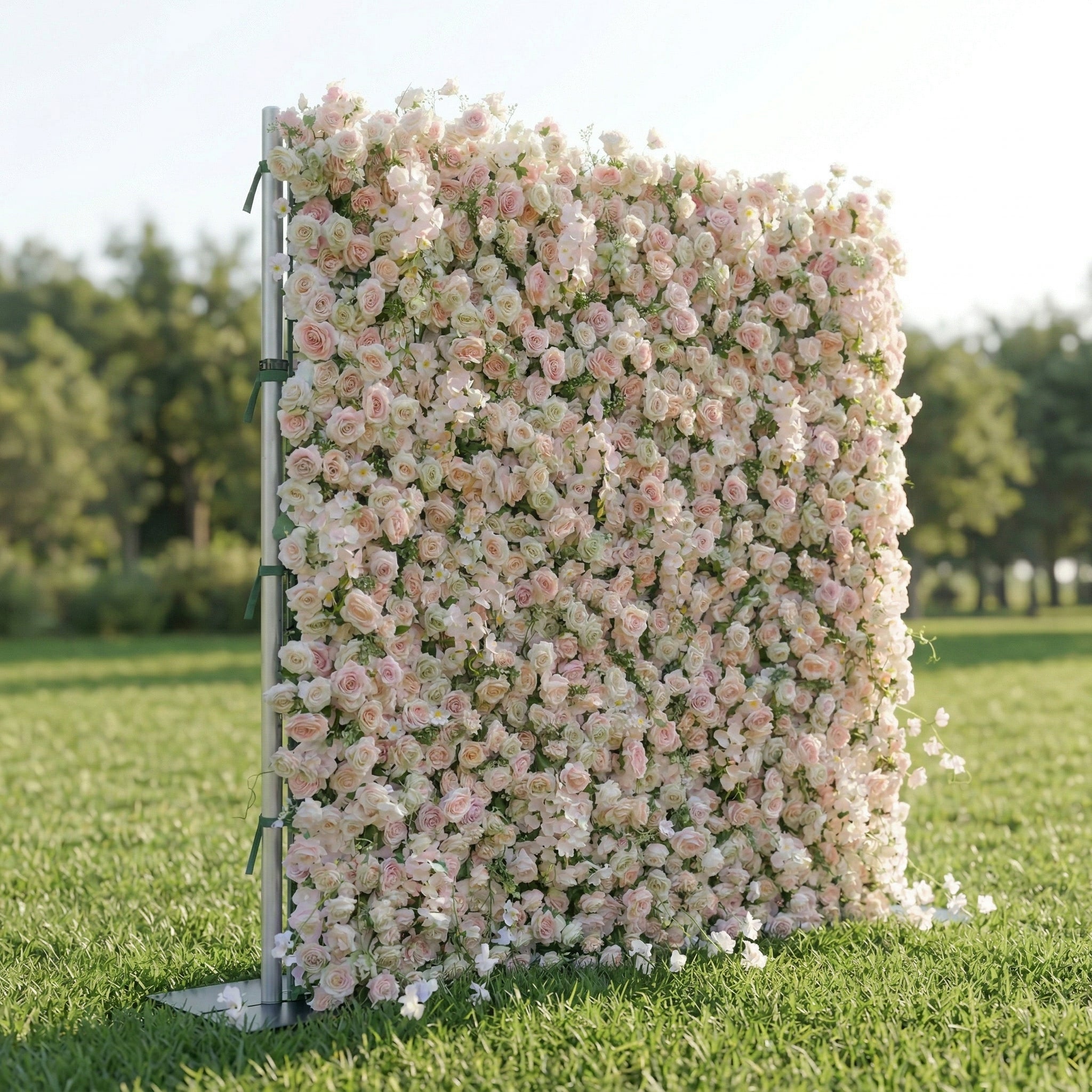 Elorelle 4D Light Pink Rose Flower Wall Panel – Easy Install Faux Floral Backdrop for Birthday, Graduation &amp; Event Decor