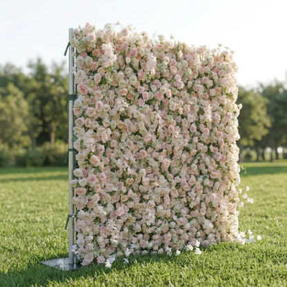 Elorelle 4D Light Pink Rose Flower Wall Panel – Easy Install Faux Floral Backdrop for Birthday, Graduation &amp; Event Decor