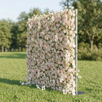 Elorelle 4D Light Pink Rose Flower Wall Panel – Easy Install Faux Floral Backdrop for Birthday, Graduation &amp; Event Decor