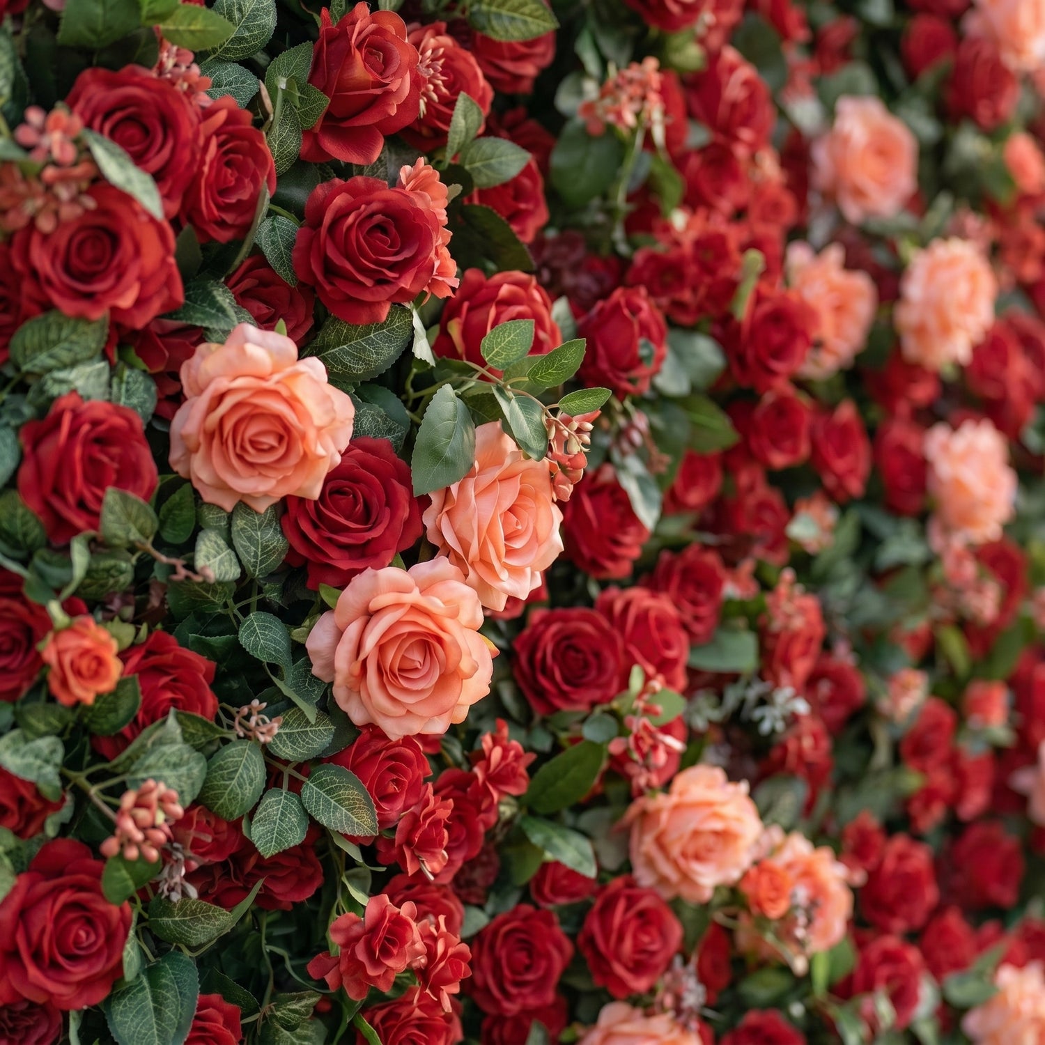 Elowenelle 3D Red Rose Flower Wall Fabric Artificial Zip Up Curtain Flower Wall For Wedding and Events Decoration