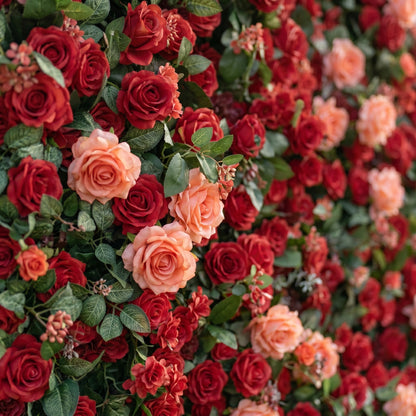 Elowenelle 3D Red Rose Flower Wall Fabric Artificial Zip Up Curtain Flower Wall For Wedding and Events Decoration