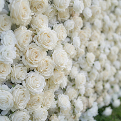 Emilinelle 4D White Rose Flower Wall Panel – Easy Install Faux Floral Backdrop for Birthday, Graduation &amp; Event Decor