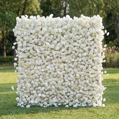 Emilinelle 4D White Rose Flower Wall Panel – Easy Install Faux Floral Backdrop for Birthday, Graduation &amp; Event Decor