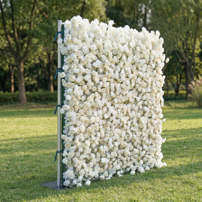 Emilinelle 4D White Rose Flower Wall Panel – Easy Install Faux Floral Backdrop for Birthday, Graduation &amp; Event Decor