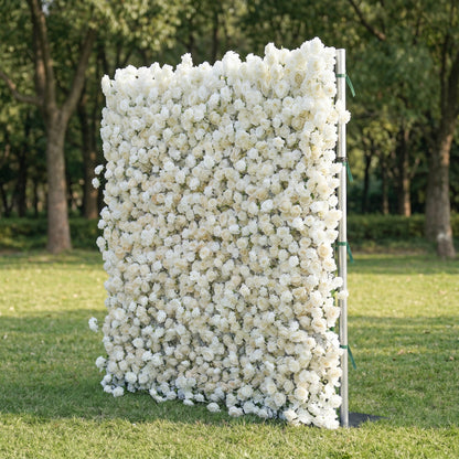 Emilinelle 4D White Rose Flower Wall Panel – Easy Install Faux Floral Backdrop for Birthday, Graduation &amp; Event Decor