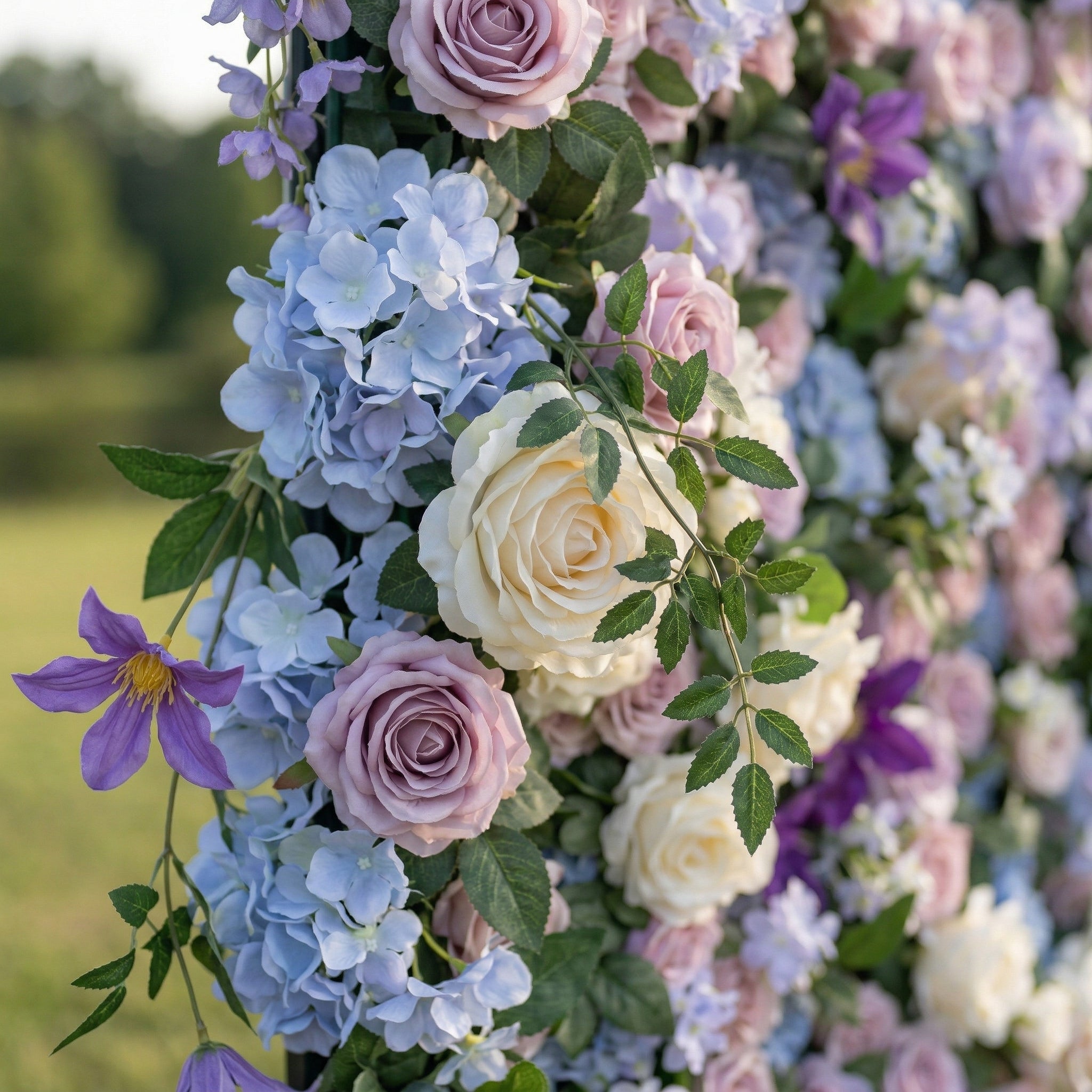 Estelora 5D Blue and Purple Rose Artistic Flower Wall For Wedding and Events
