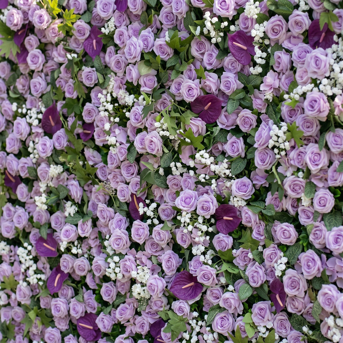 Evoren 3D Purple Rose Flower Wall Fabric Artificial Zip Up Curtain Flower Wall For Wedding and Events Decoration