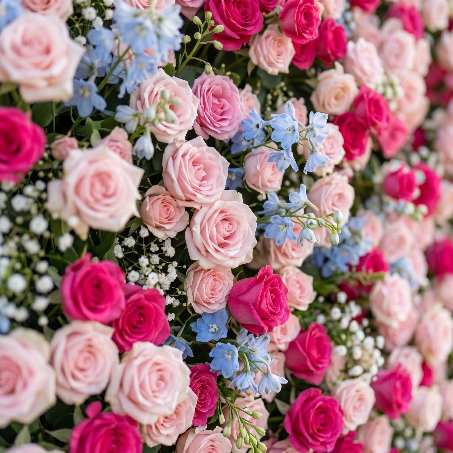 Fawn 3D Pink &amp; Red Flower Wall Fabric Artificial Zip Up Curtain Flower Wall For Wedding and Events Decoration