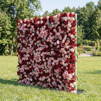 Finela 4D Pink &amp; Red  Rose Flower Wall Panel – Easy Install Faux Floral Backdrop for Birthday, Graduation &amp; Event Decor