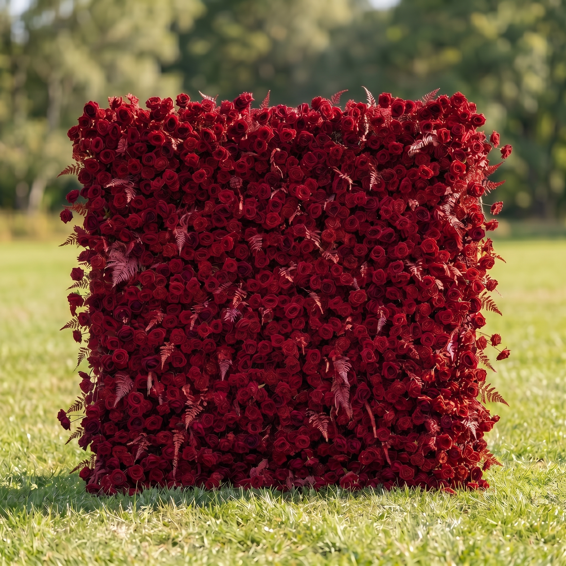 Flora 3D Red Flower Wall Fabric Artificial Zip Up Curtain Flower Wall For Wedding and Events Decoration