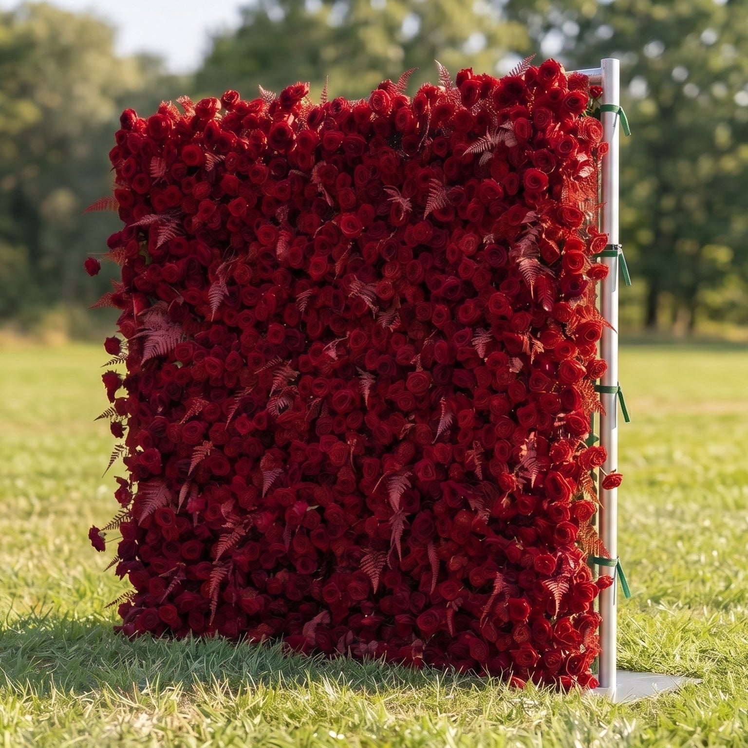 Flora 3D Red Flower Wall Fabric Artificial Zip Up Curtain Flower Wall For Wedding and Events Decoration