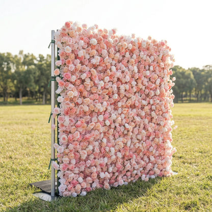 Freyenelle 4D Fabric Artificial Zip Up Curtain Flower Wall For Wedding and Events Decoration