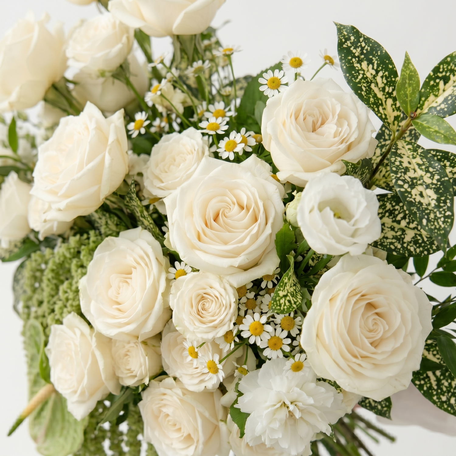White Rose &amp; Greenery Artificial Bridal Bouquet Weddings Anniversary Party Supplies