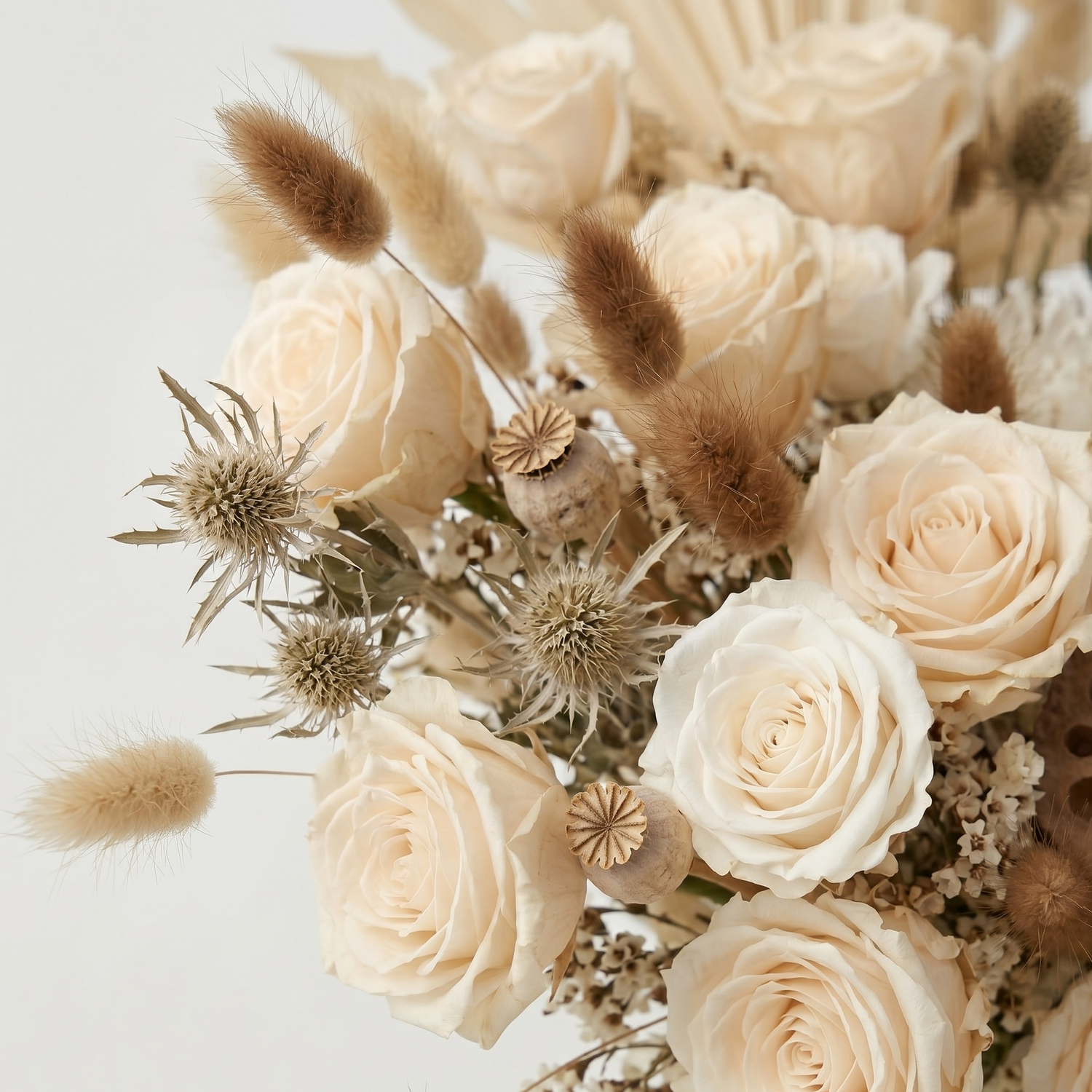 Champagne Rose &amp; Feathers Artificial Bridal Bouquet Weddings Anniversary Party Supplies