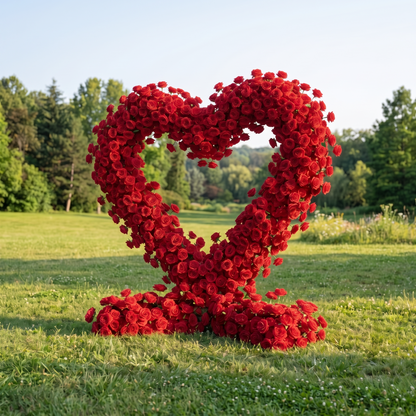 Adore Heart-Shaped Red Silk Rose Flower Arch Floral Arrangement for Romantic Weddings