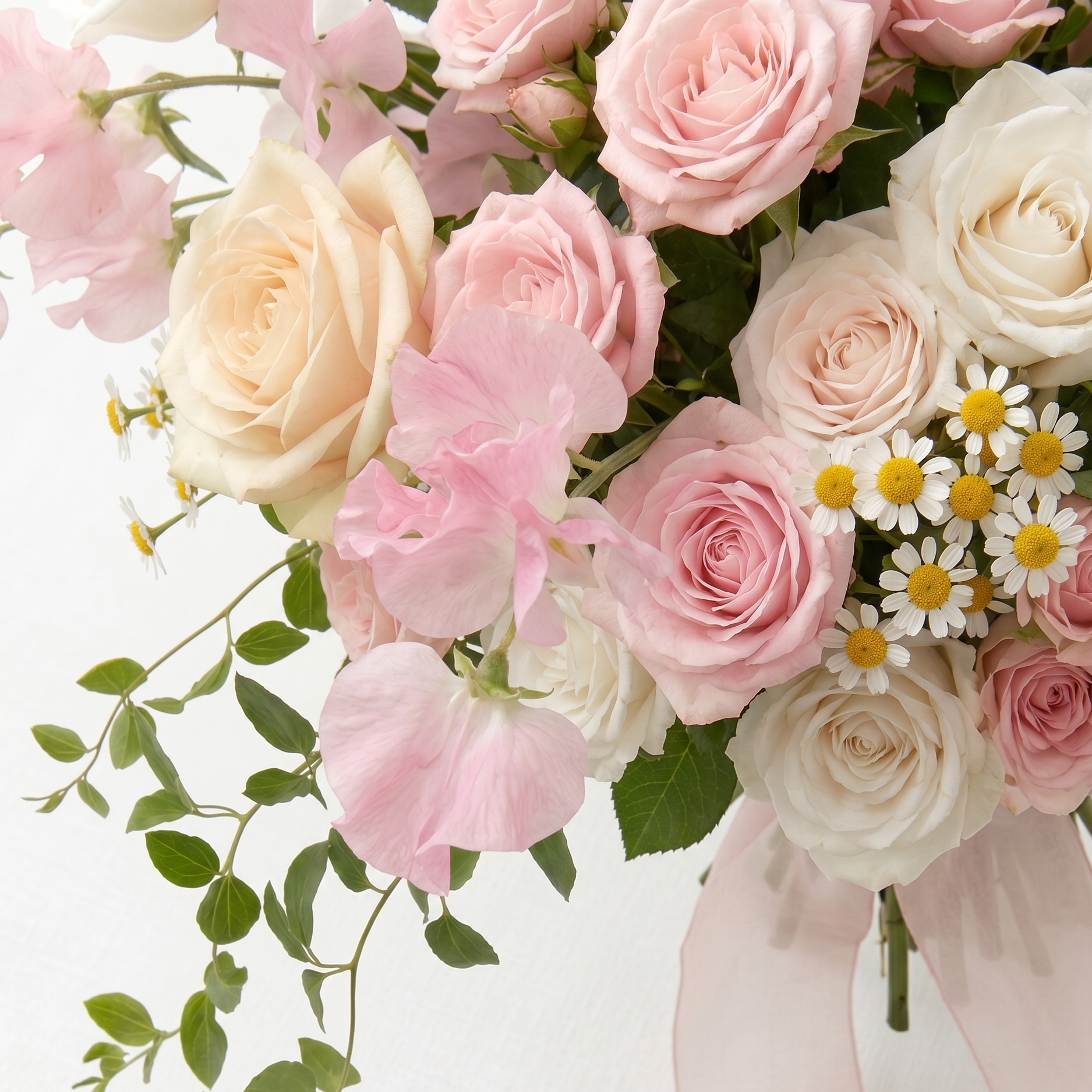 Free-Form Bridal Bouquet in Blush &amp; Daisy