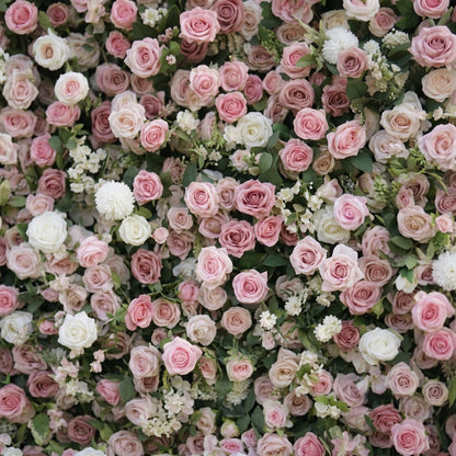 Heidi 3D Pink &amp; White Rose Flower Wall Fabric Artificial Zip Up Curtain Flower Wall For Wedding and Events Decoration