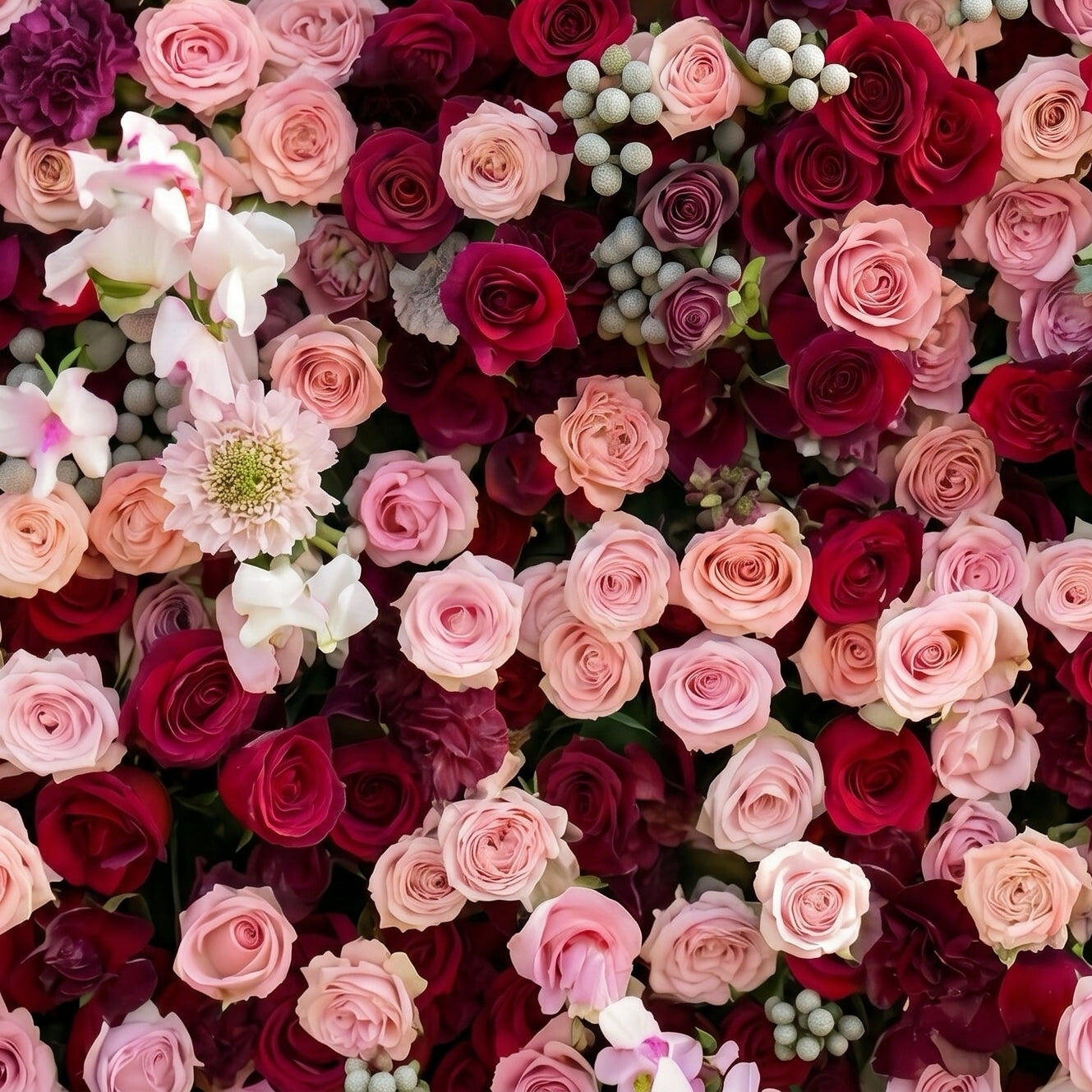 Holly 3D Fabric Backdrop Artificial Flower Wall with Zip-Up Design for Events and Home Decoration